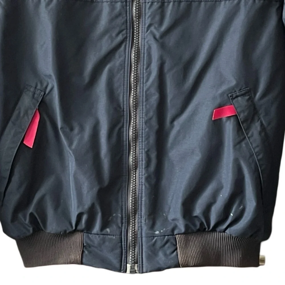 Patagonia Bomber Jacket Kids 14 Fleece Lined Winter Zip Navy Blue Green Made USA